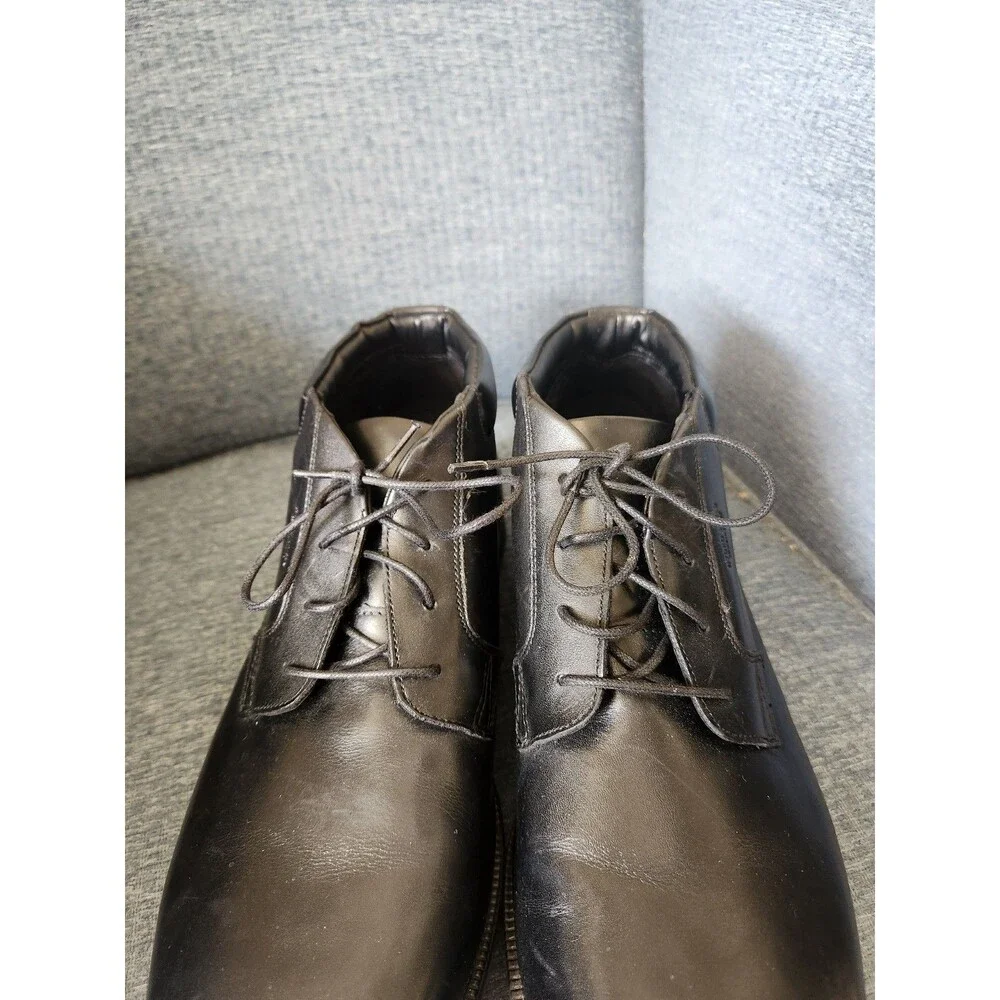 Rockport Men's Essential Details Waterproof Chukka Boots in Black Leather Sz 14